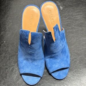 Halston Heritage Royal Blue Suede Open-Toe Mule Slides size 8M